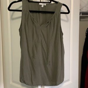 Olive green split neck tank top